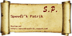 Spevák Patrik névjegykártya